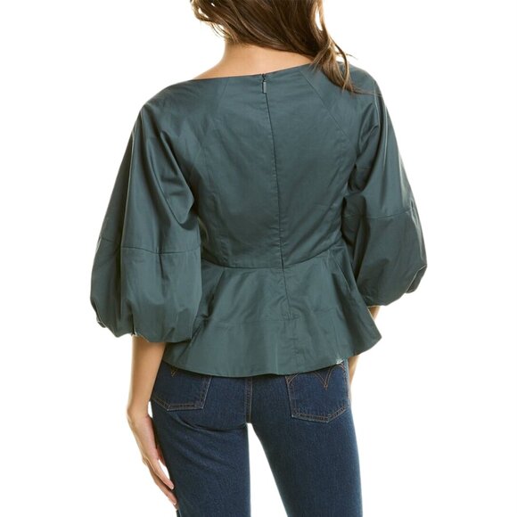 Sz8 Tibi Eco Poplin Peplum in Green Limestone - Tag 6, runs very large - Picture 2 of 12